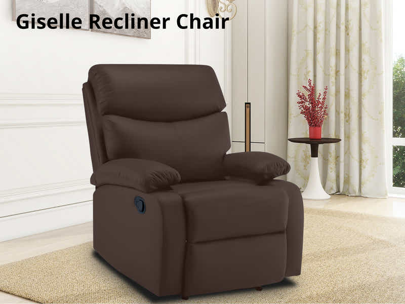 DS Giselle PU Leather Recliner Chair - Brown
