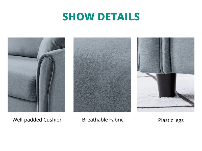 Cozza Linen Sofa - Blue