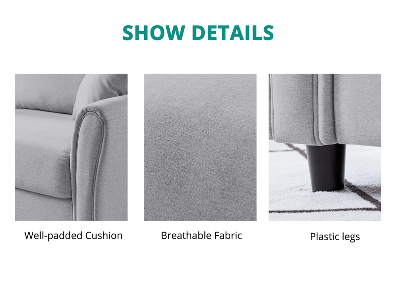 Cozza Linen Sofa - Light Grey