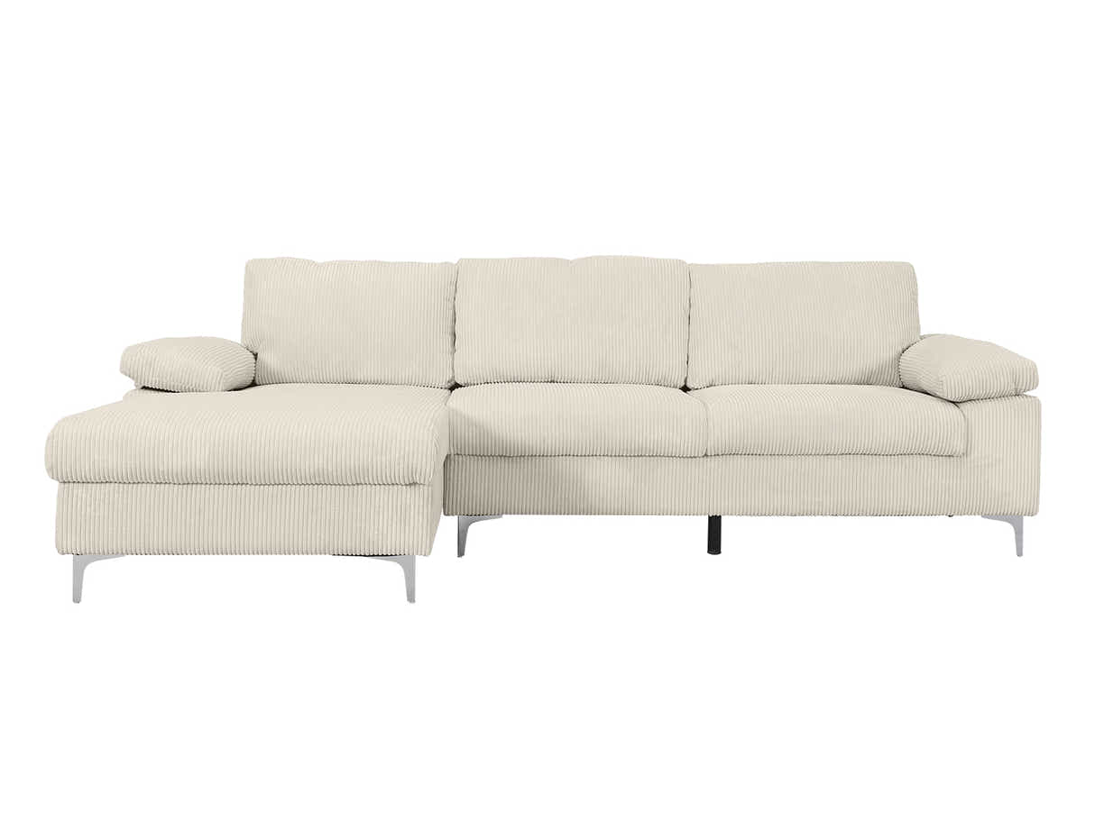 Kaveah Corduroy Sofa With Left Chaise - Beige
