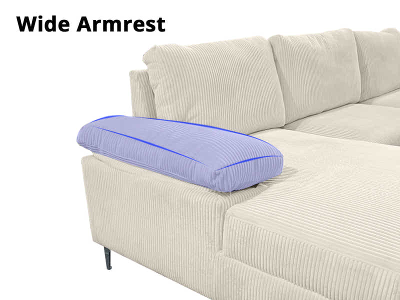 Kaveah Corduroy Sofa With Left Chaise - White