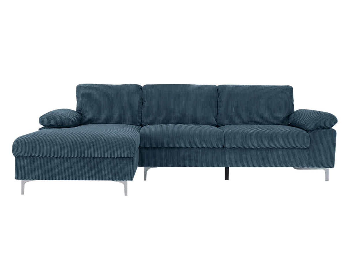 Kaveah Corduroy Sofa With Left Chaise - Blue