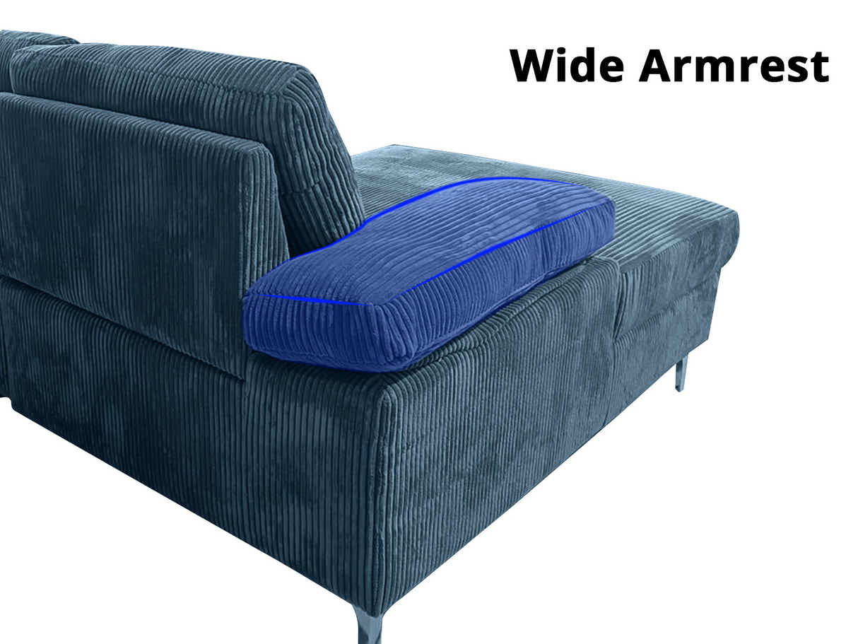 Kaveah Corduroy Sofa With Left Chaise - Blue