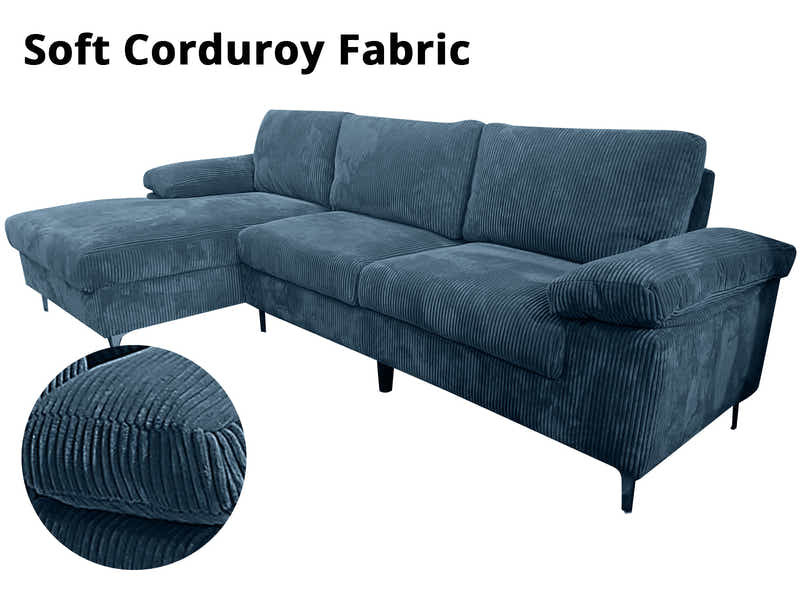 Kaveah Corduroy Sectional Sofa Green