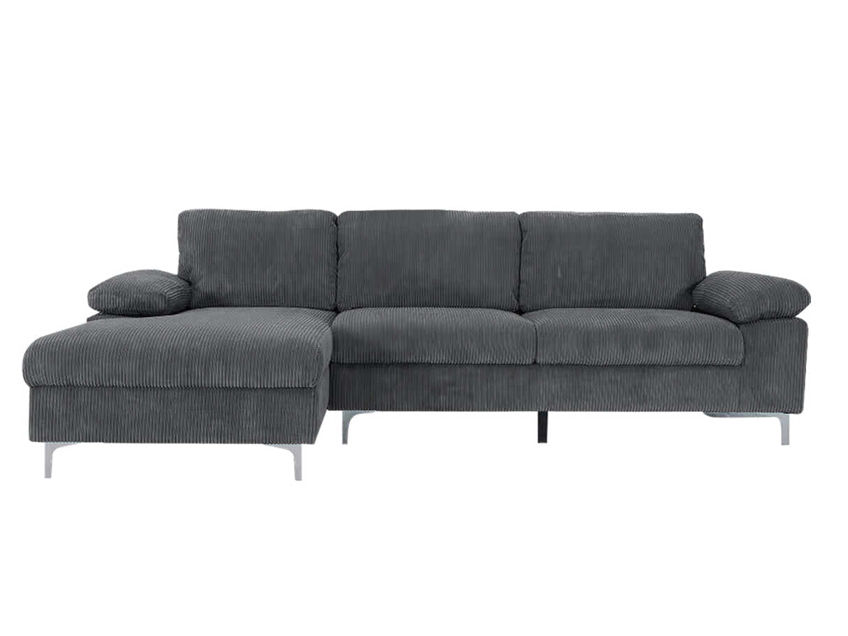 Kaveah Corduroy Sofa With Left Chaise - Grey