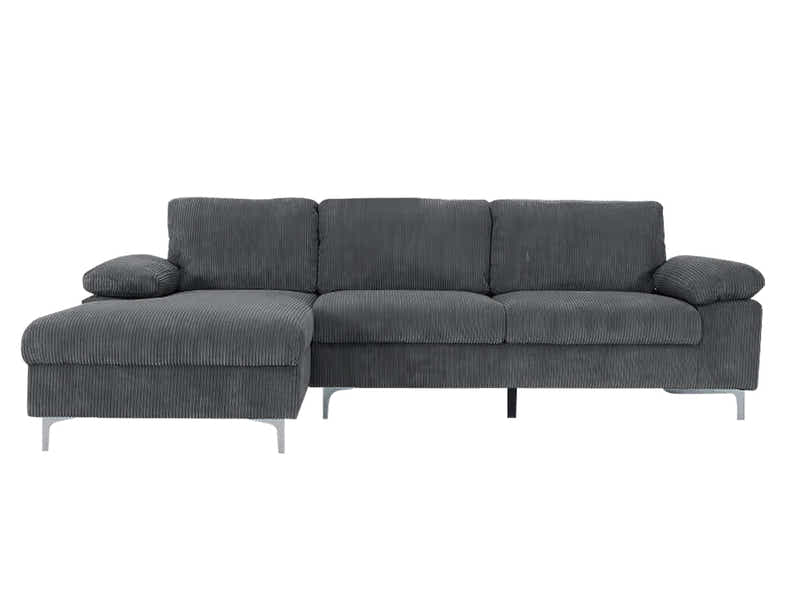 Kaveah Corduroy Sectional Sofa Grey