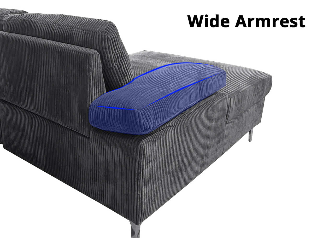 Kaveah Corduroy Sofa With Left Chaise - Grey