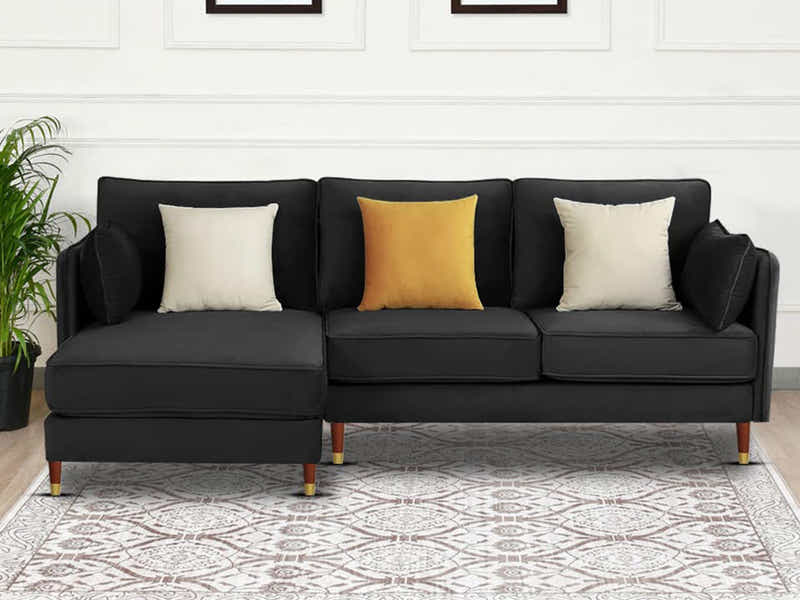 Celisha Sectional Sofa Set Velvet Black
