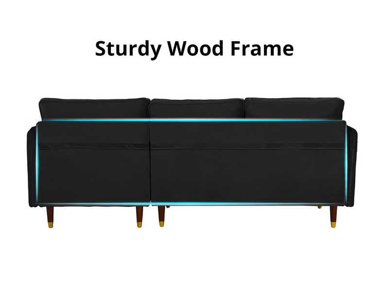 Celisha Sectional Sofa Set Velvet Black