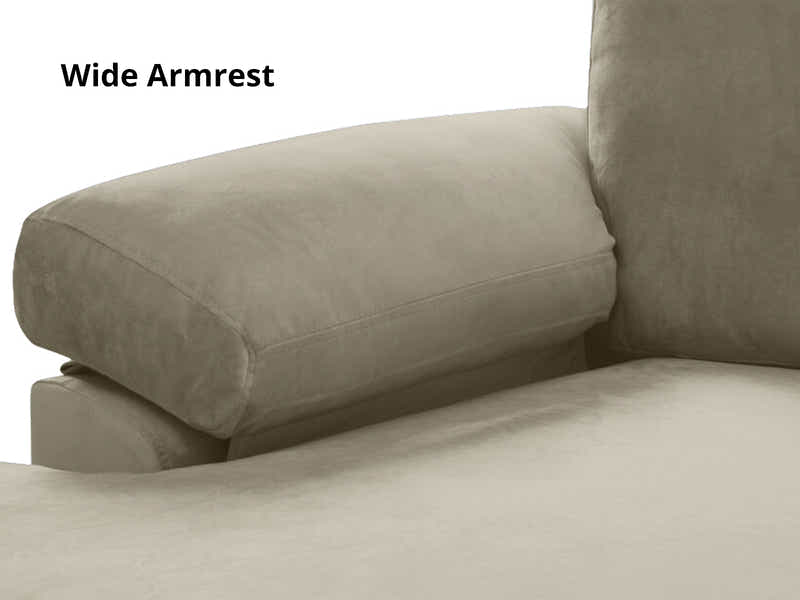 Kaveah Velvet Sofa With Left Chaise - Beige