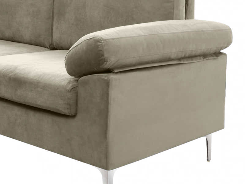 Kaveah Velvet Sofa With Left Chaise - Beige