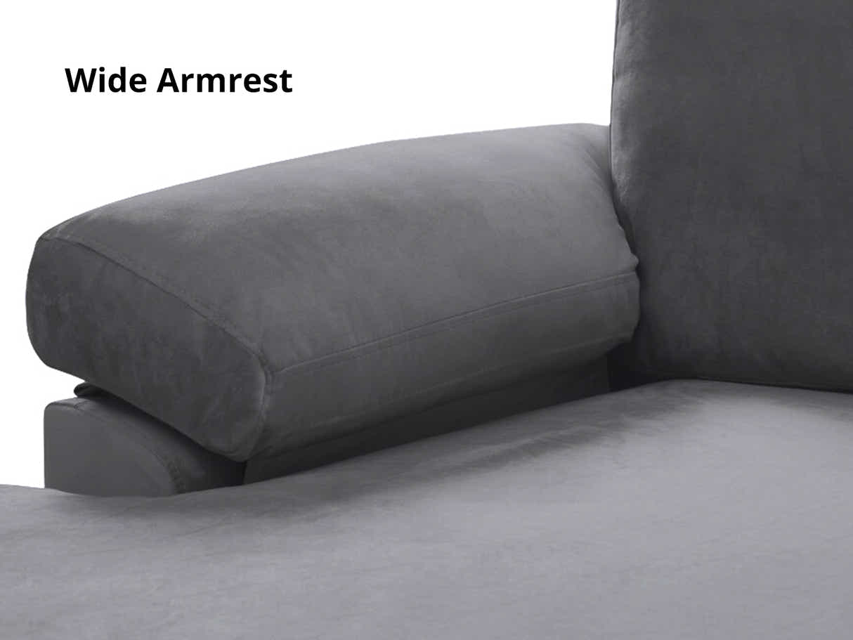Kaveah Velvet Sofa With Left Chaise - Dark Grey