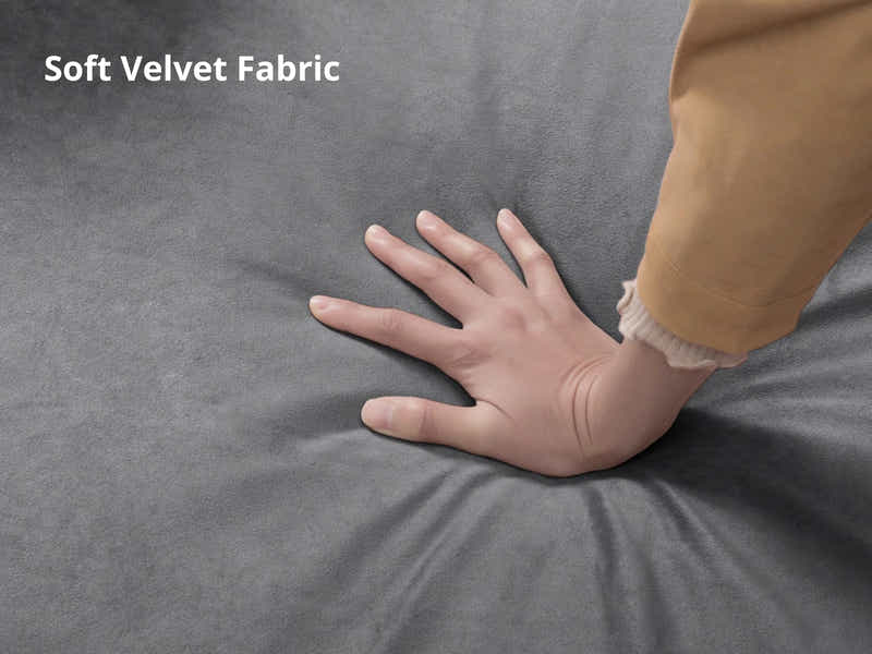 Kaveah Velvet Sofa With Left Chaise - Dark Grey