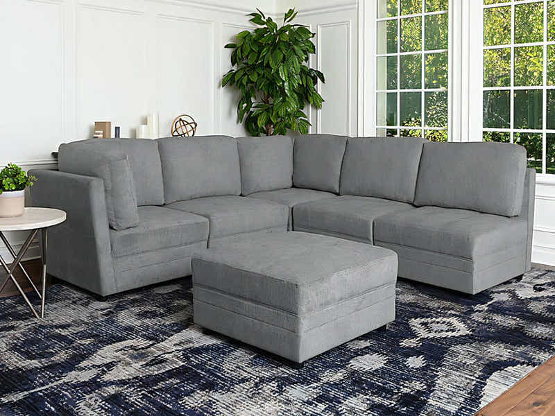 Rory Sectional Sofa Set Linen Dark Grey