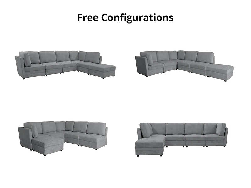 Rory Sectional Sofa Set Linen Dark Grey
