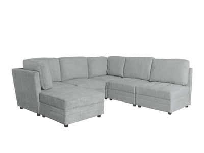 Rory Sectional Sofa Set Linent Light Grey