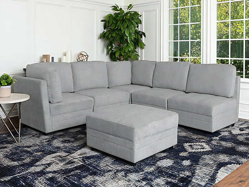 Rory Sectional Sofa Set Linent Light Grey