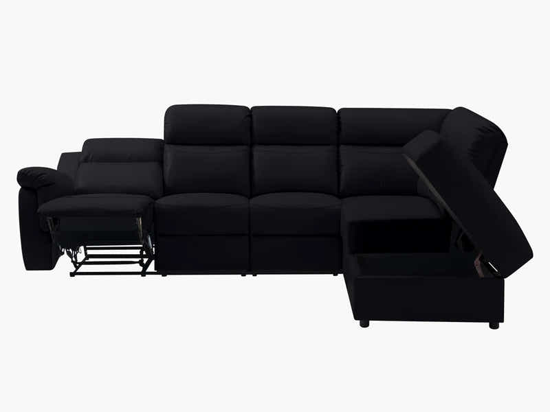 DS Ronae Corner Recliner Sofa PU Black