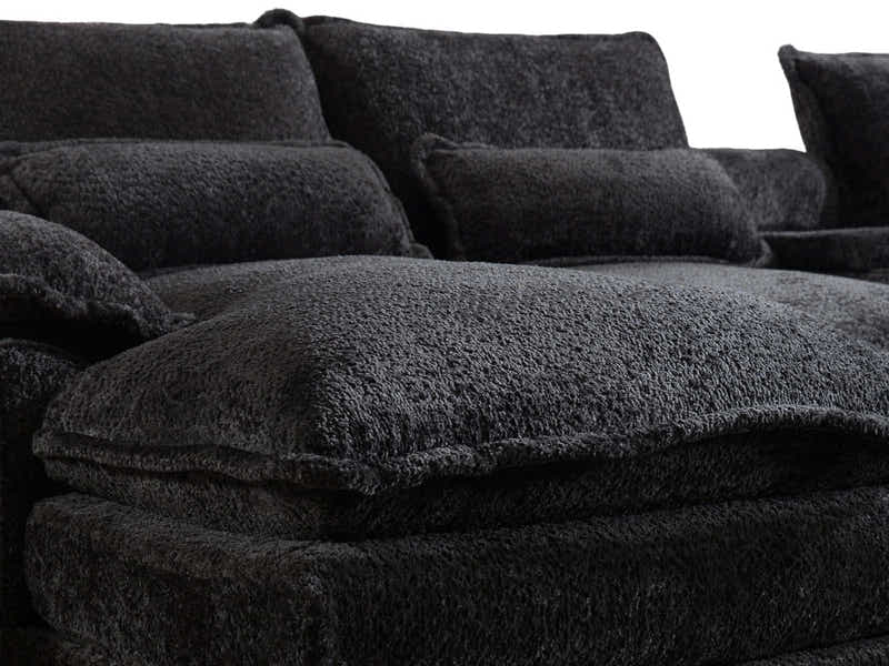 U-shaped Combination Sofa Chenille - Black