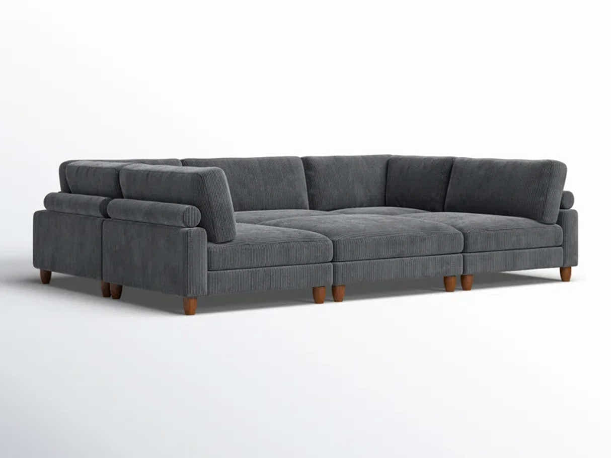 Morton Corduroy Modular Sleeper Sofa - Grey