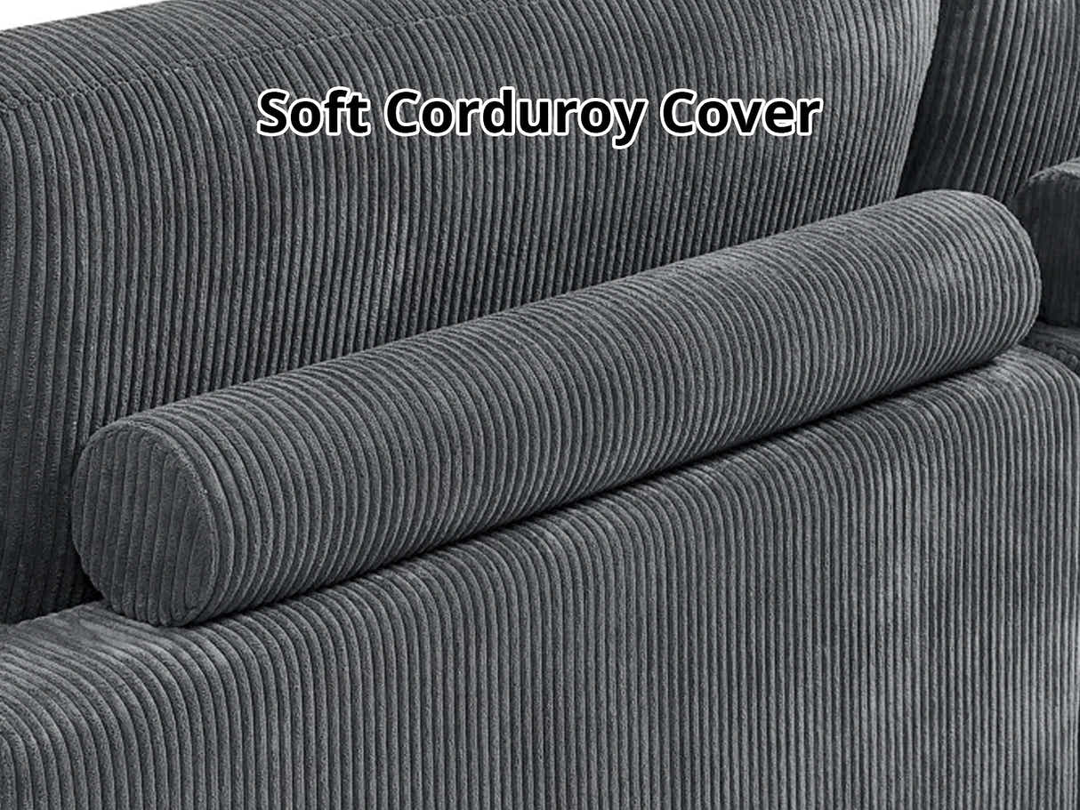 Morton Corduroy Modular Sleeper Sofa - Grey
