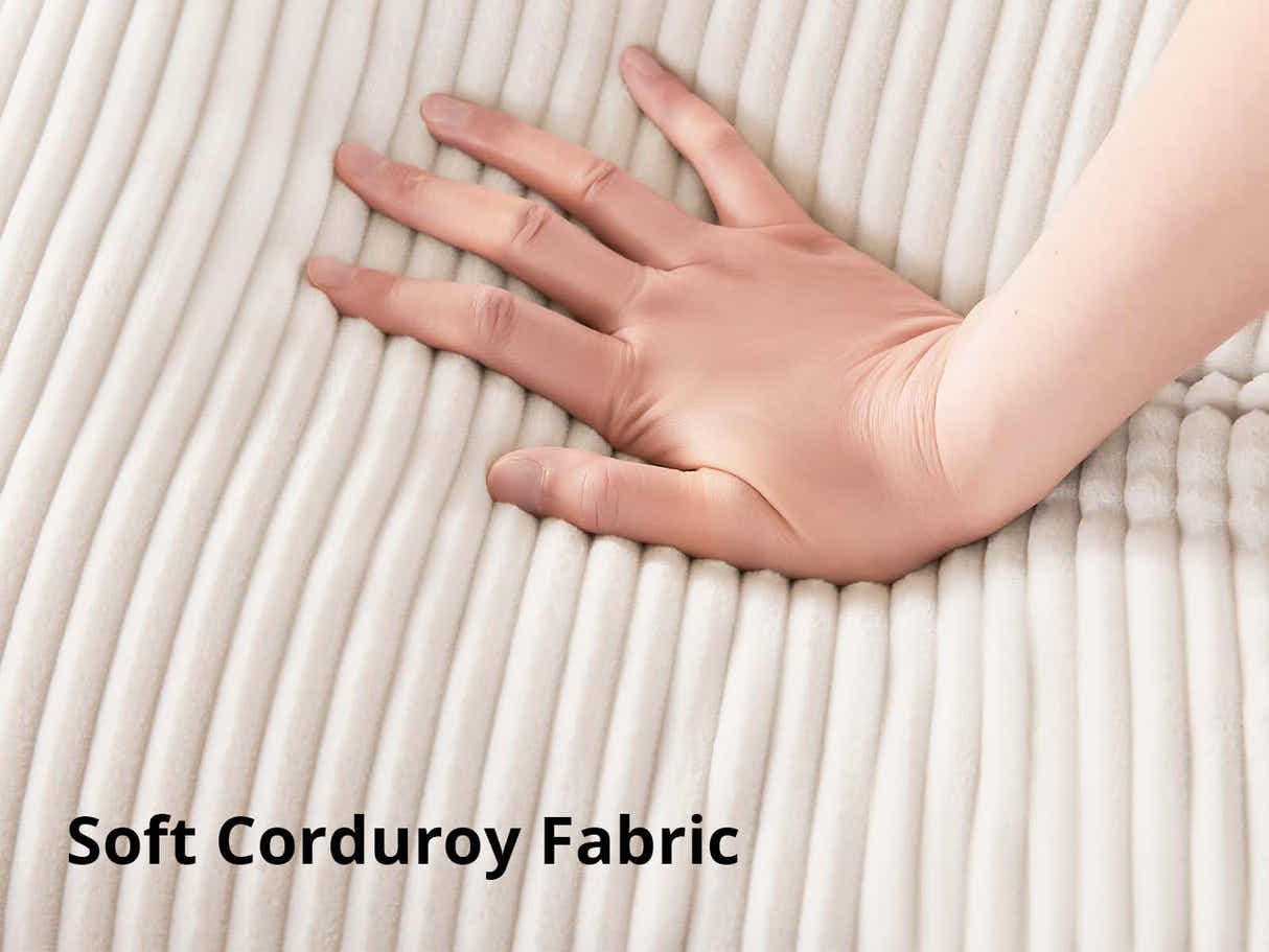 DS Daury L Shaped Sofa Corduroy Beige