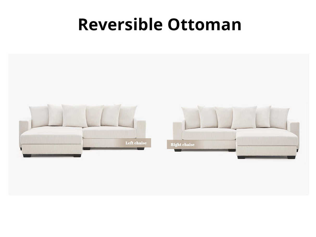 Daury L Shaped Sofa Corduroy - Beige