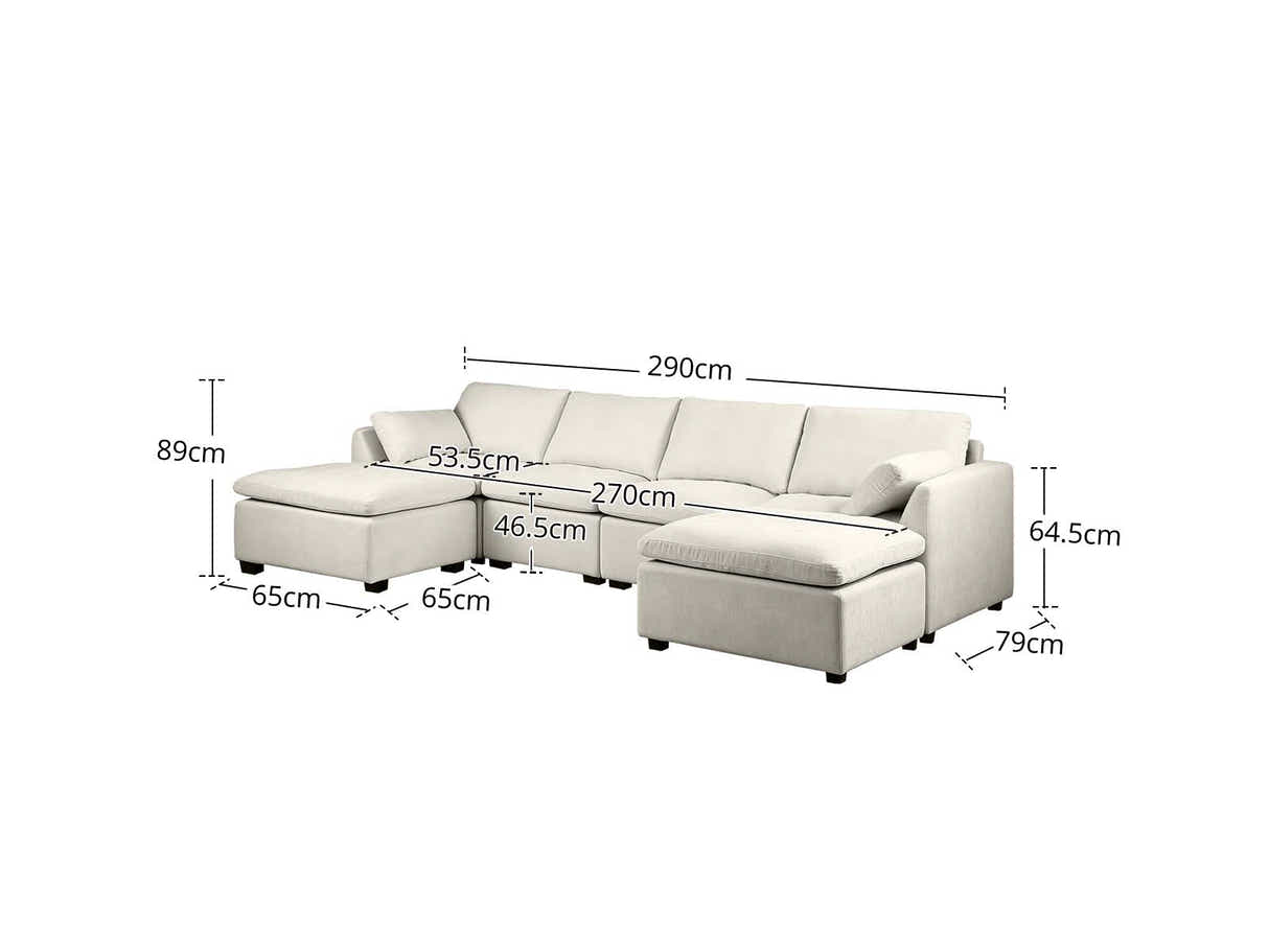 DS Jonpony 6PC Modular Sofa Set Beige