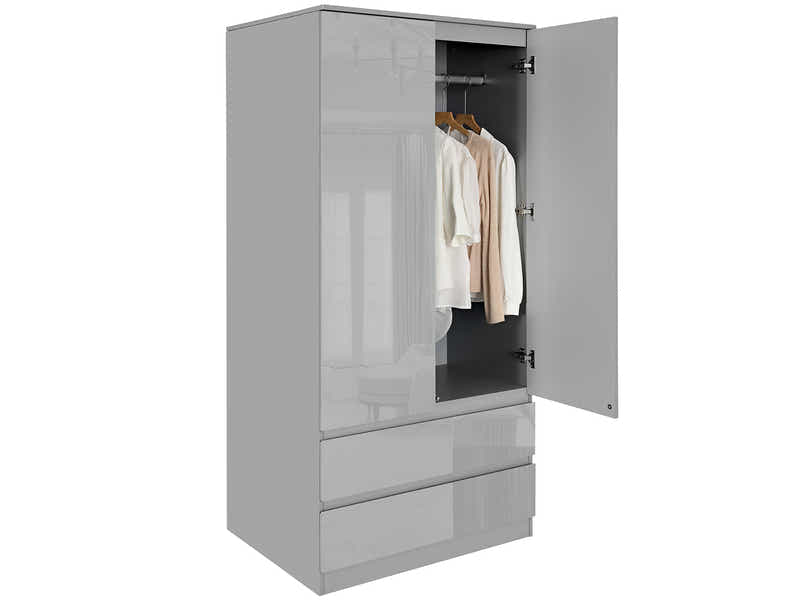 Serena 2-Door Wardrobe - Glossy Grey