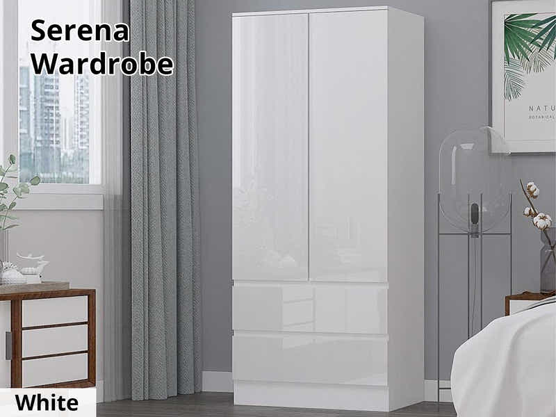 Serena 2-Door Wardrobe - Glossy White