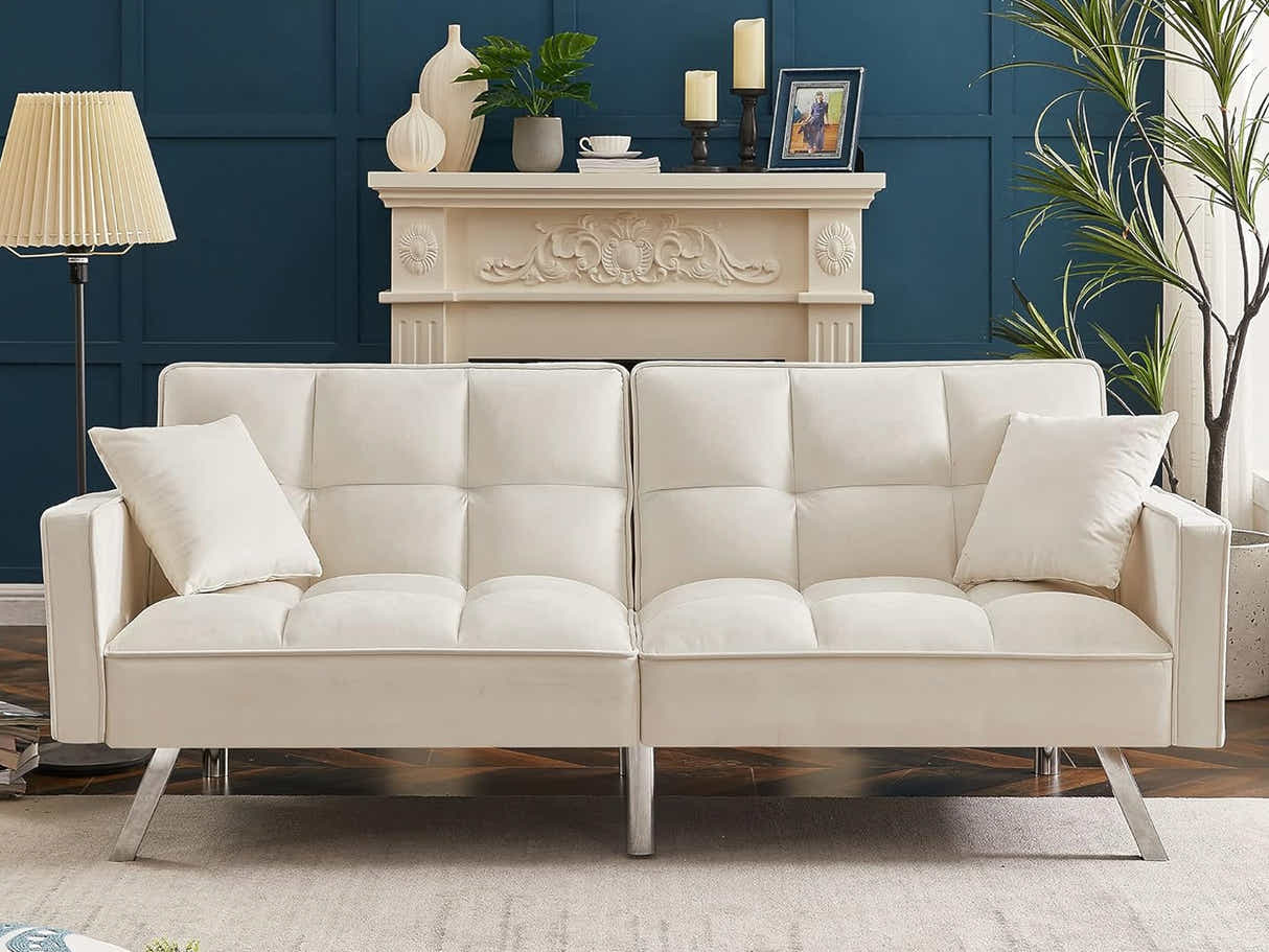 Legen Futon Sofa Bed Velvet - Beige