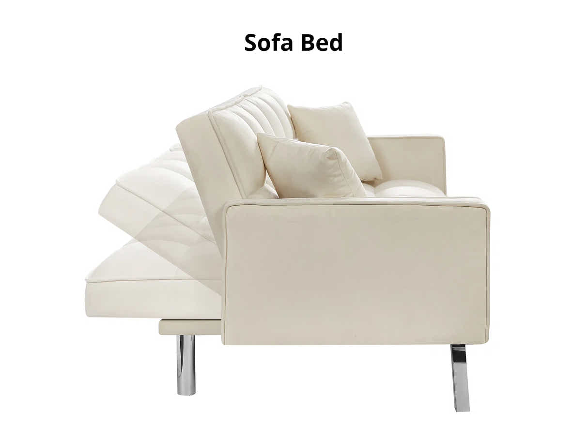 Legen Futon Sofa Bed Velvet - Beige