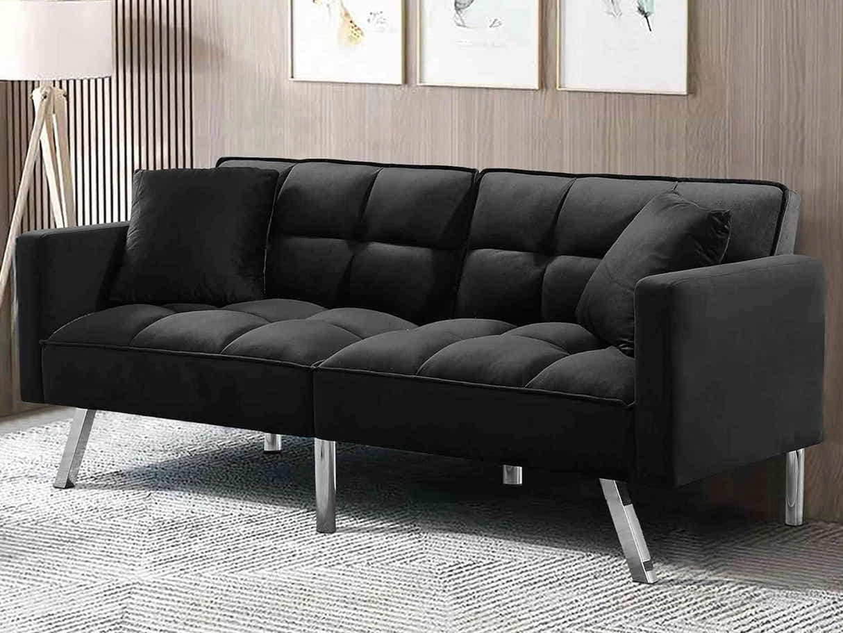 Legen Futon Sofa Bed Velvet - Black