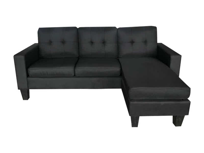 Robyn Linen Sofa Set With Ottoman - Black
