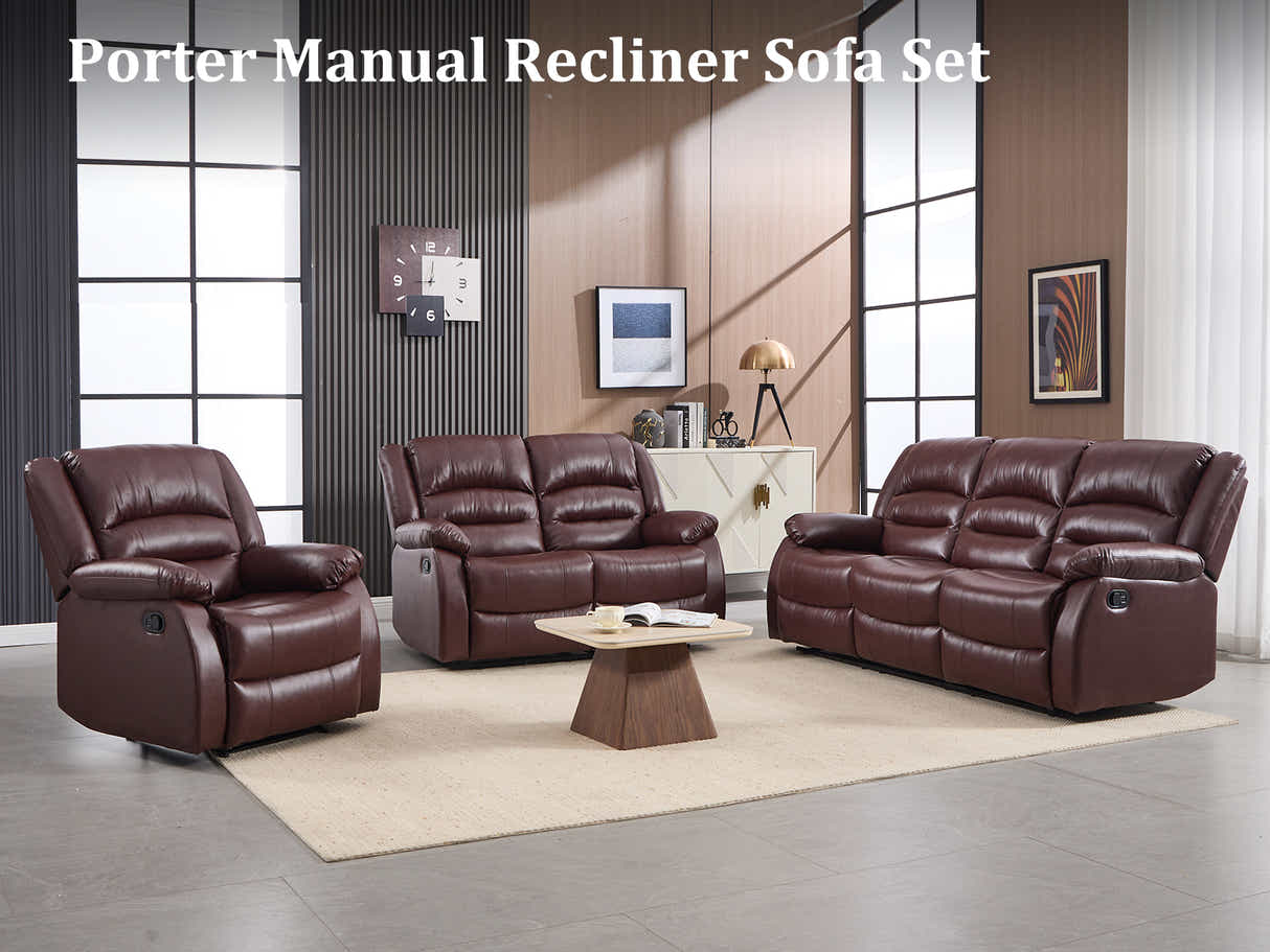 Porter Manual Recliner Sofa Set - Brown