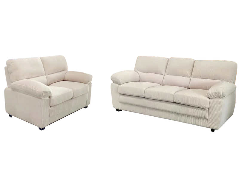 Lincole Corduroy 2-Piece Sofa Set - Beige