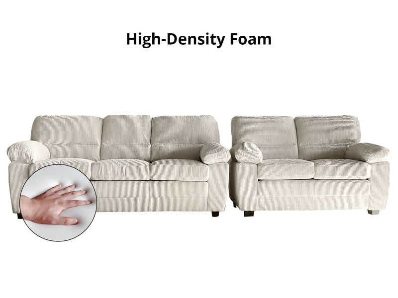 Lincole Corduroy 2-Piece Sofa Set - Beige