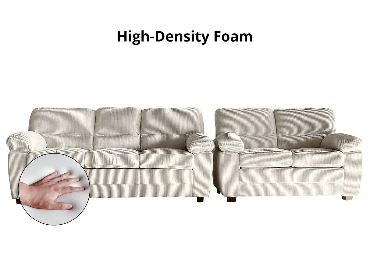 Lincole Corduroy 2-Piece Sofa Set - Beige