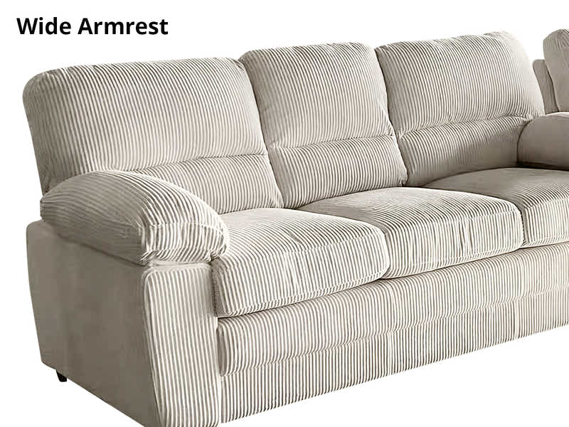 Lincole Corduroy 2-Piece Sofa Set - Beige