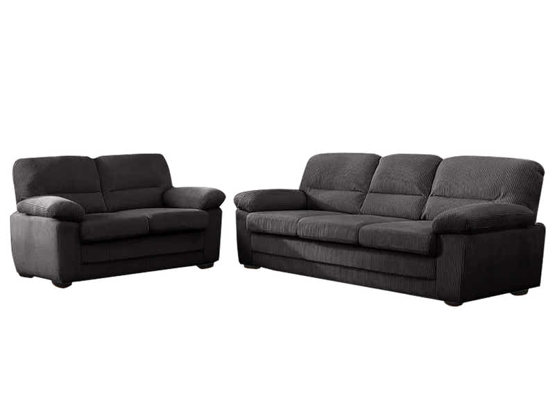 Lincole Corduroy 2-Piece Sofa Set - Dark Grey
