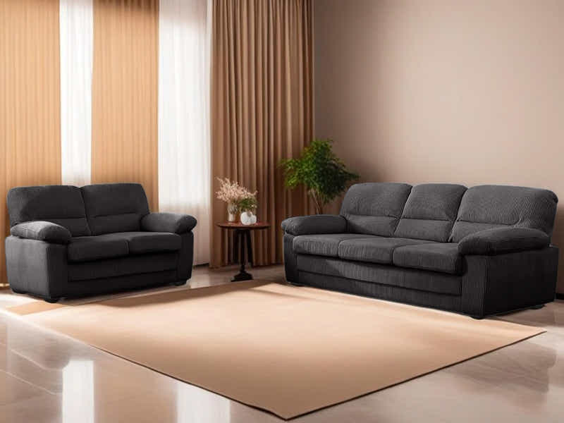 Lincole Corduroy 2-Piece Sofa Set - Dark Grey