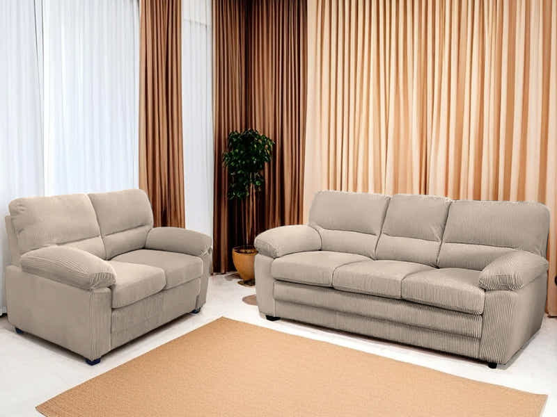 T Lincole Corduroy Sofa Set Khaki