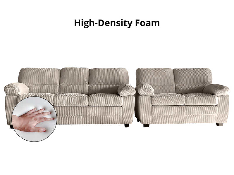 T Lincole Corduroy Sofa Set Khaki