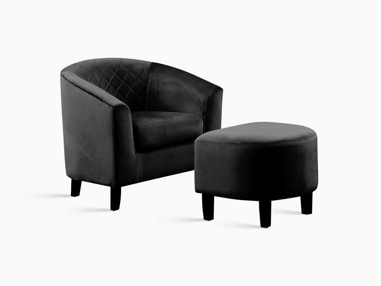 DS Cambia Tub Chair with Ottoman Velvet Black