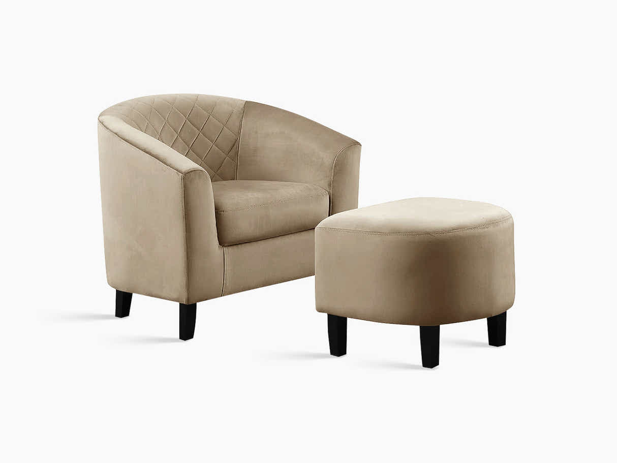 DS Tub Chair with Ottoman Velvet Light Brown