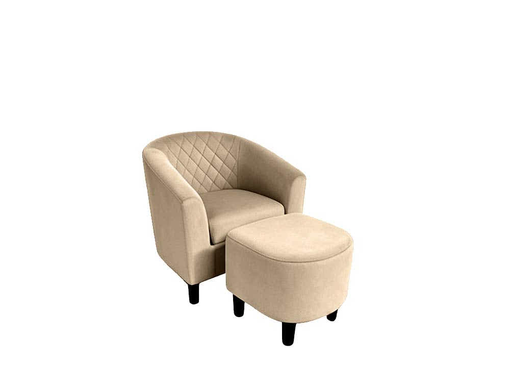 DS Cambia Tub Chair with Ottoman Velvet - Light Brown