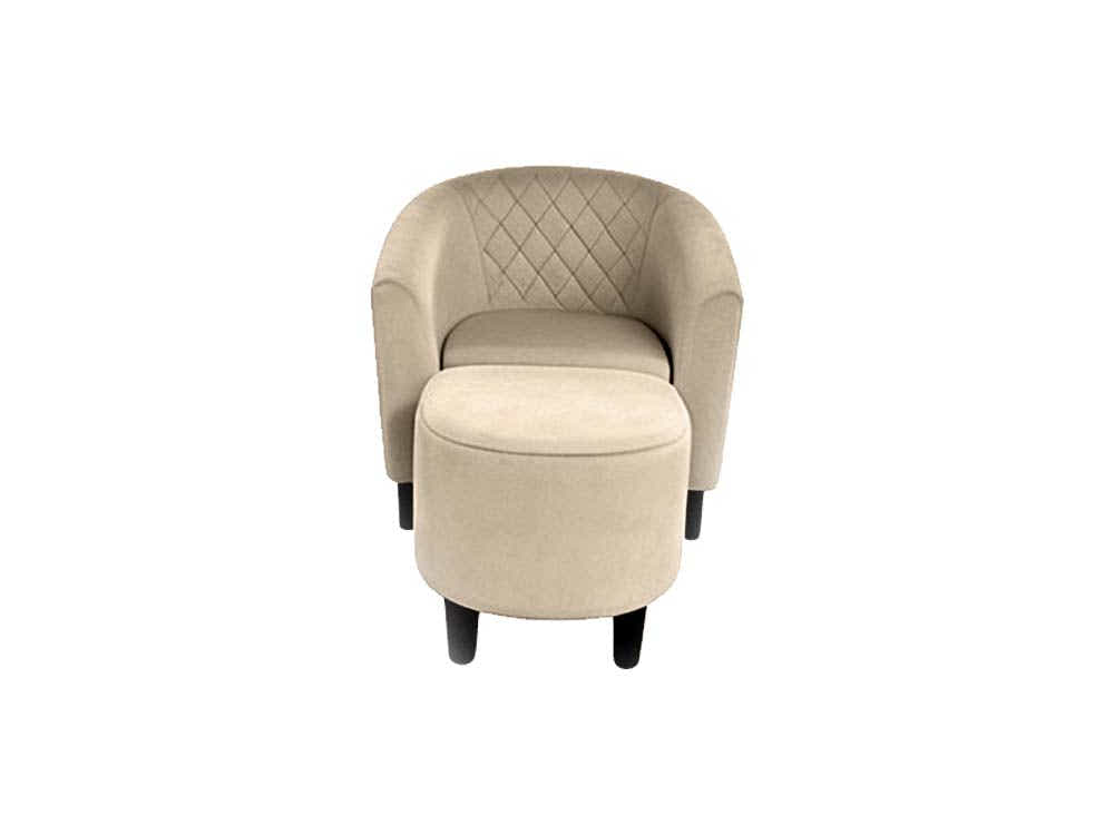 DS Cambia Tub Chair with Ottoman Velvet - Light Brown