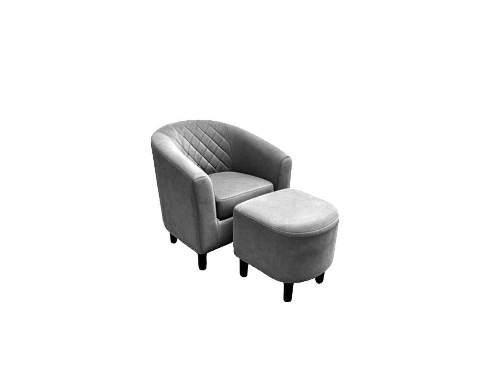 DS Tub Chair with Ottoman Velvet - Dark Grey