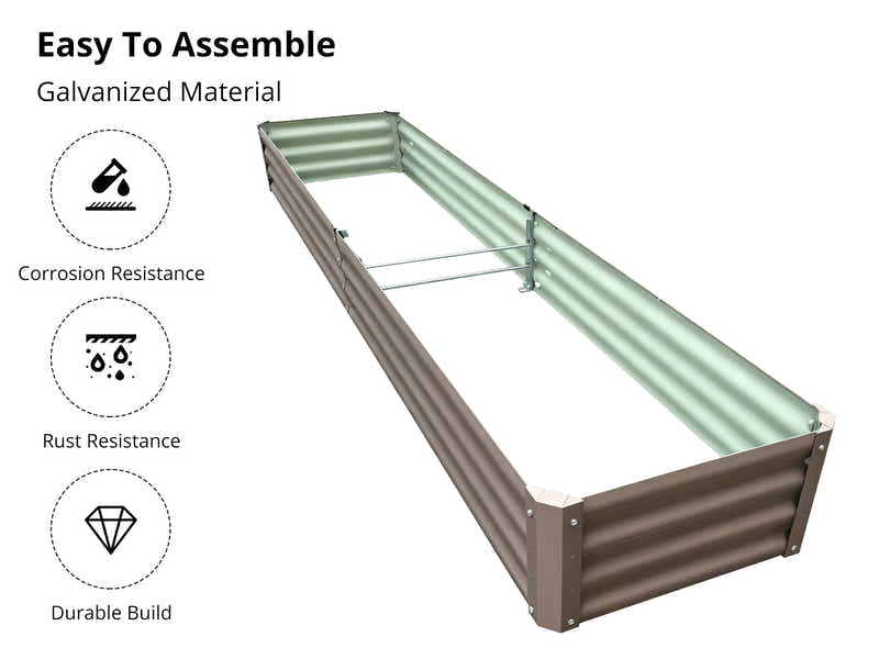 Galvanized Steel Garden Bed 240x60x30 cm