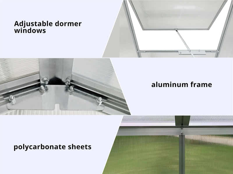 Polycarbonate Greenhouse with Base 6ft x 10ft